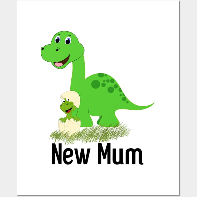 Mum and Baby Green Dinosaur Wall Art by Miozoto_Design